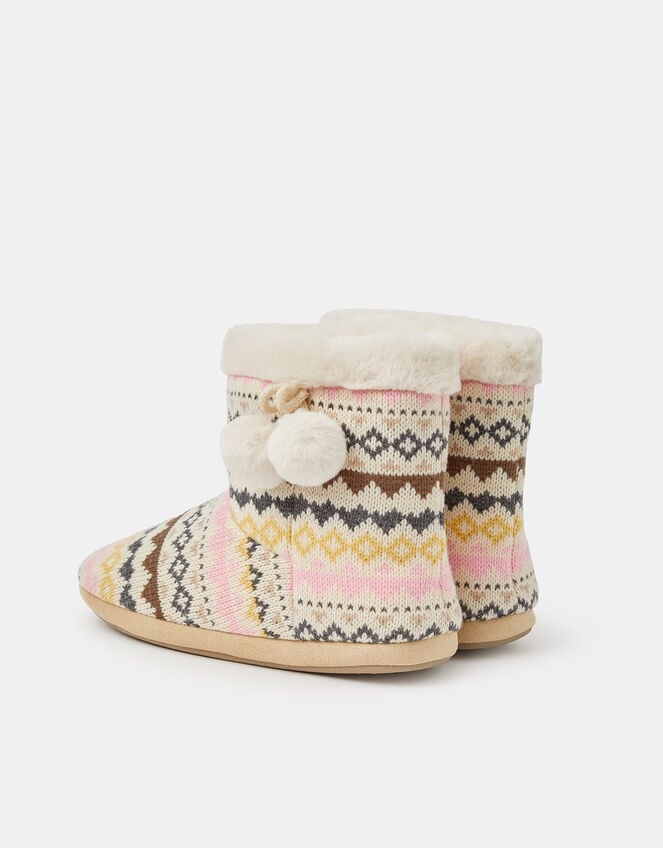 Fair Isle Faux Fur Slipper Boots, Multi (BRIGHTS MULTI), large