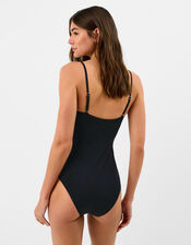 UPF50+ Mono Belted Shaping Swimsuit, Black (BLACK WHITE), large