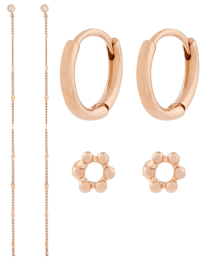 Rose Gold-Plated Curated Earring Set, , large