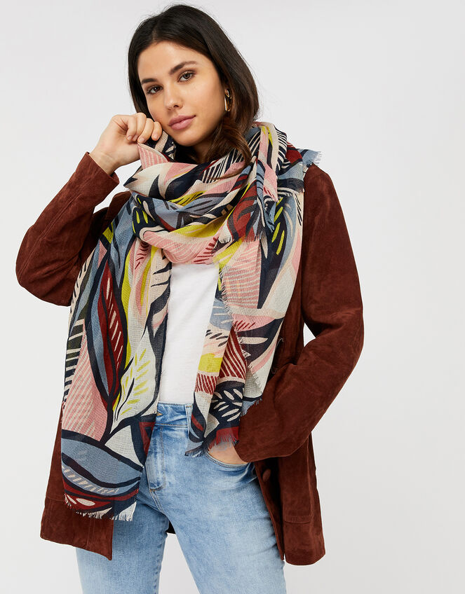 Abstract Printed Scarf in Recycled Polyester, , large