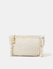 Shell & Tassel Embellished Make Up Bag, , large