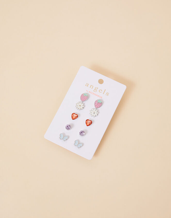 Girls Strawberry Earrings 5 Pack, , large