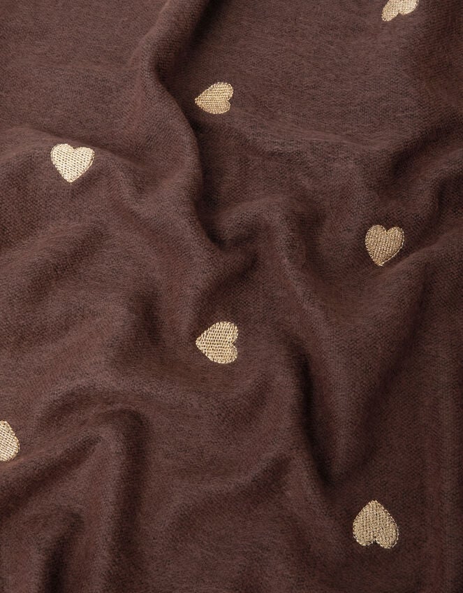 Heart Embroidered Blanket Scarf, , large