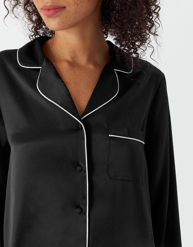 Satin Nightshirt, Black (BLACK), large