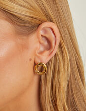 14ct Gold-Plated Stainless Steel Round Twist Stud Earrings, , large