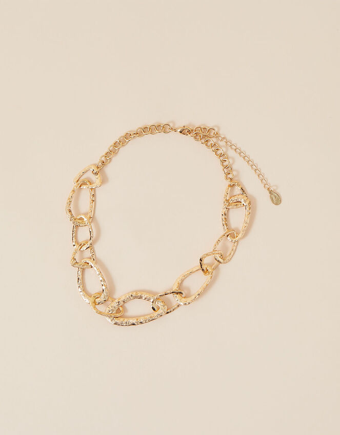 Textured Irregular Chain Link Collar Necklace, , large