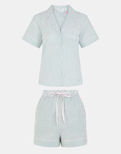 Stripe Cotton Short Pyjamas Set, Green (GREEN), large