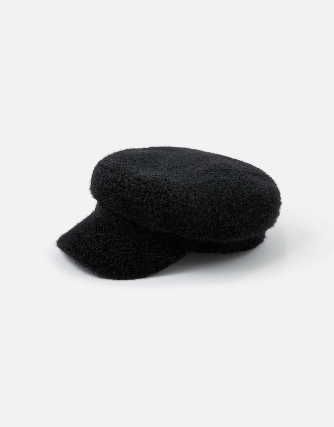 Fluffy Sparkle Baker Boy Hat, Black (BLACK), large