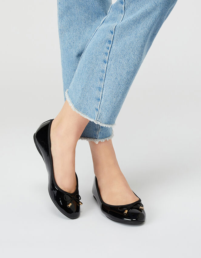 Patent Ballerina Flat Shoes, Black (BLACK), large