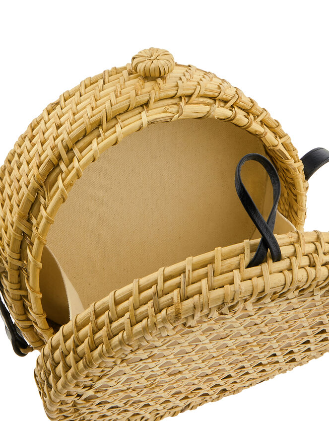 Circle Wicker Cross-Body Bag, , large