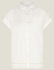 Cap Sleeve Boxy Shirt, White (WHITE), large