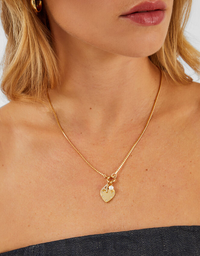 14ct Gold-Plated Omega Initial Charm Necklace, Gold (GOLD), large