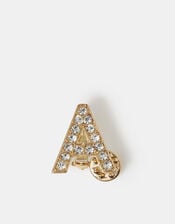 Sparkle Initial Brooch, White (CRYSTAL), large