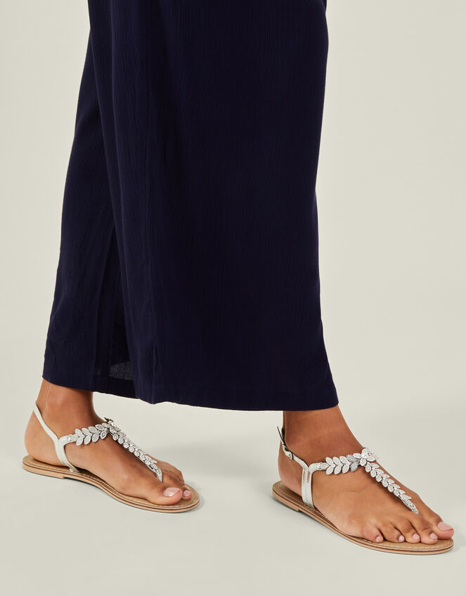 Diamante Leaf Embellished Sandals, White (CRYSTAL), large