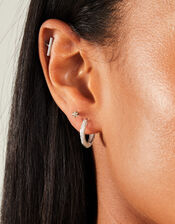 Sterling Silver-Plated Molten Huggie Hoops, , large