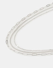 3-Pack Textured Chain Necklaces, Silver (SILVER), large