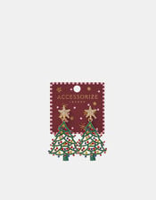 Embellished Christmas Tree Drop Earrings, , large