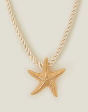 Starfish Pendant Twist Cord Necklace Gold, , large