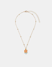 Girls Enamel Flower Pendant Necklace, , large