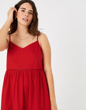 Tiered Maxi Dress in Organic Cotton, Red (RED), large