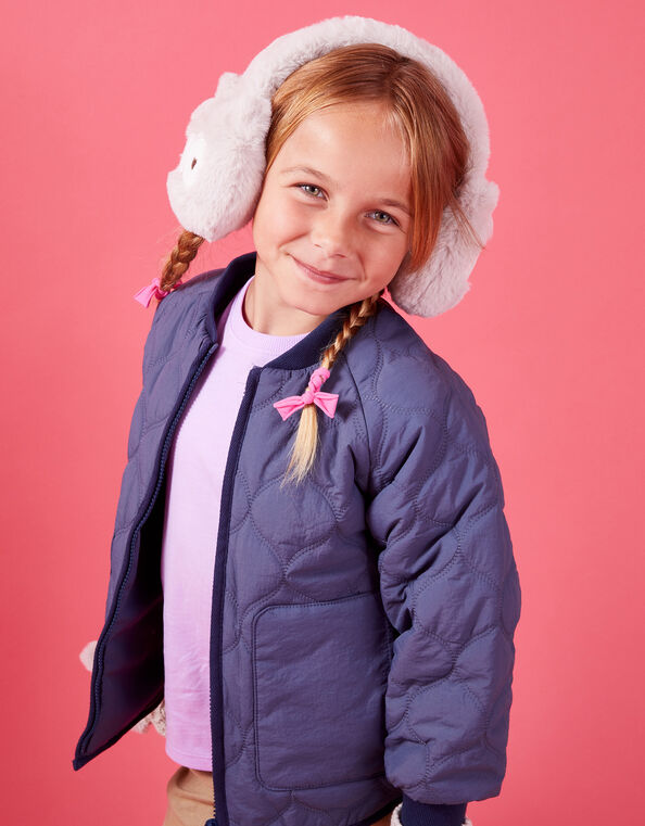 Girls Owl Faux Fur Ear Muffs, , large