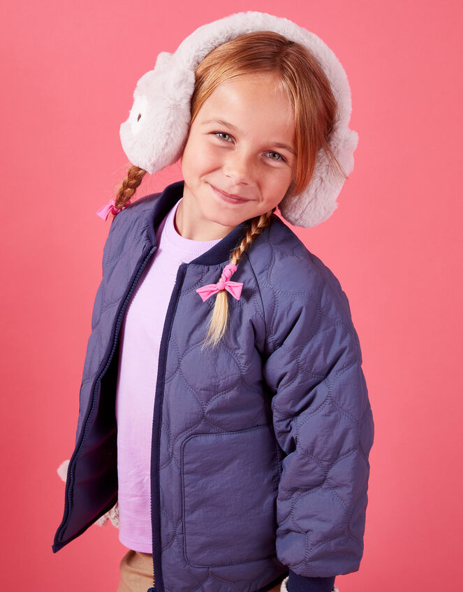 Girls Owl Faux Fur Ear Muffs, , large