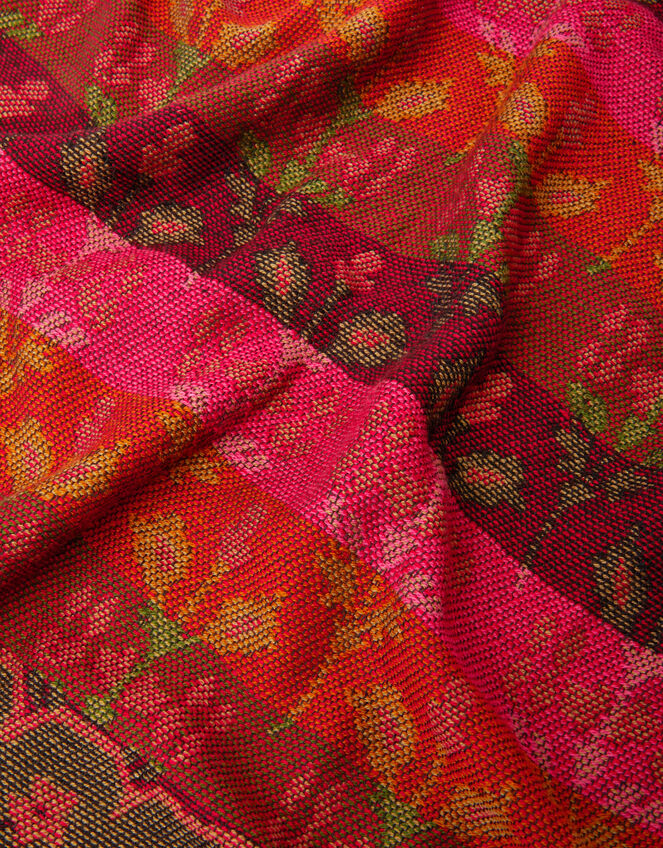 Floral Stripe Blanket Scarf, , large