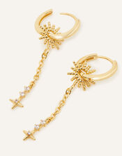 14ct Gold-Plated Sun Chain Huggie Hoops, , large
