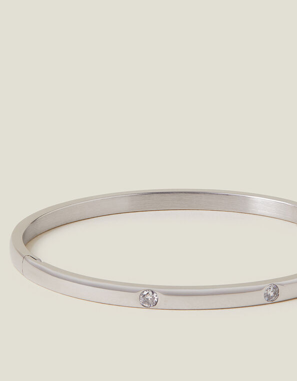 Platinum-Plated Stainless Steel Diamante Arm Cuff, , large