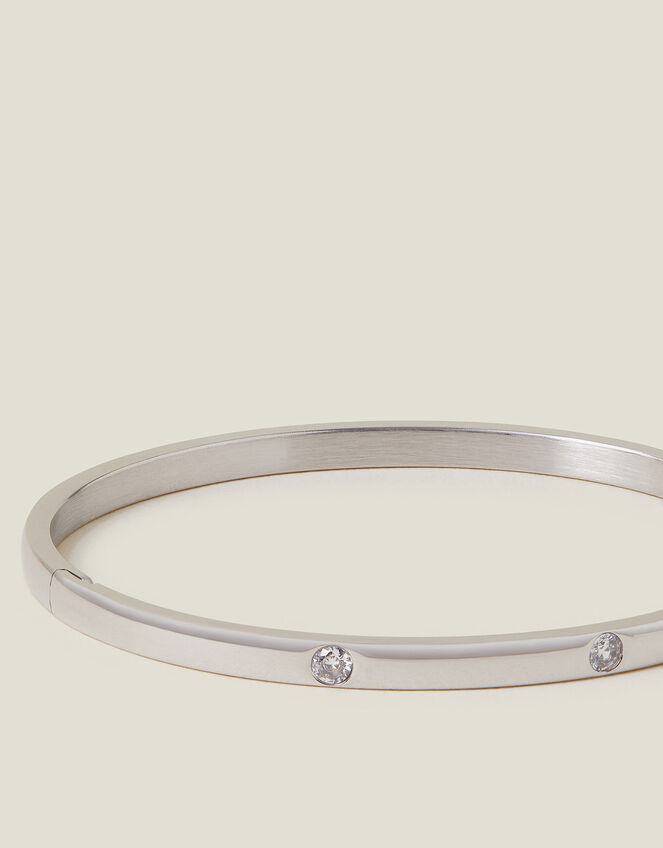 Platinum-Plated Stainless Steel Diamante Arm Cuff, , large