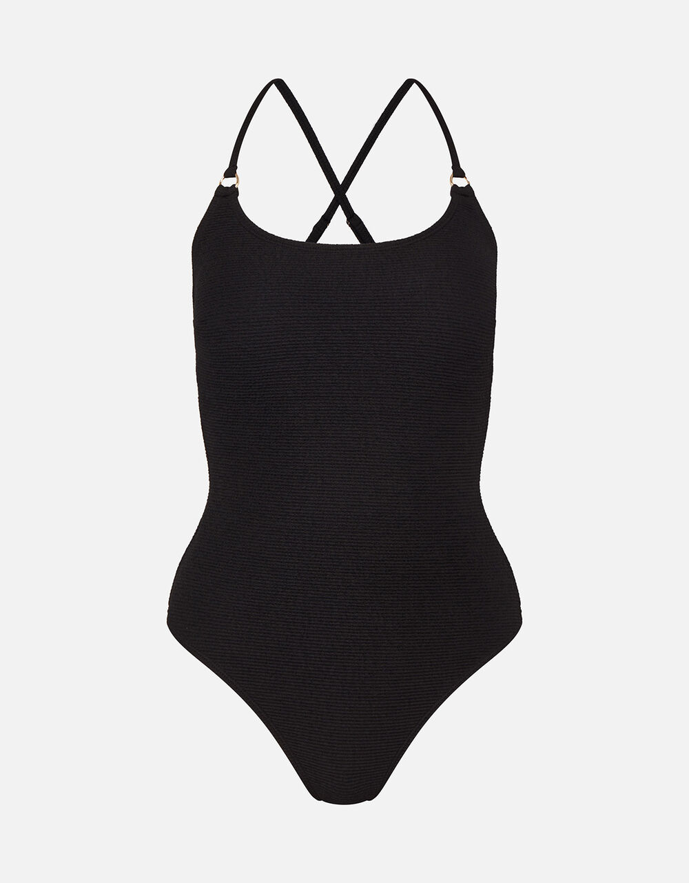 Crinkle Cross Strap Swimsuit Black | Swimsuits | Accessorize Global