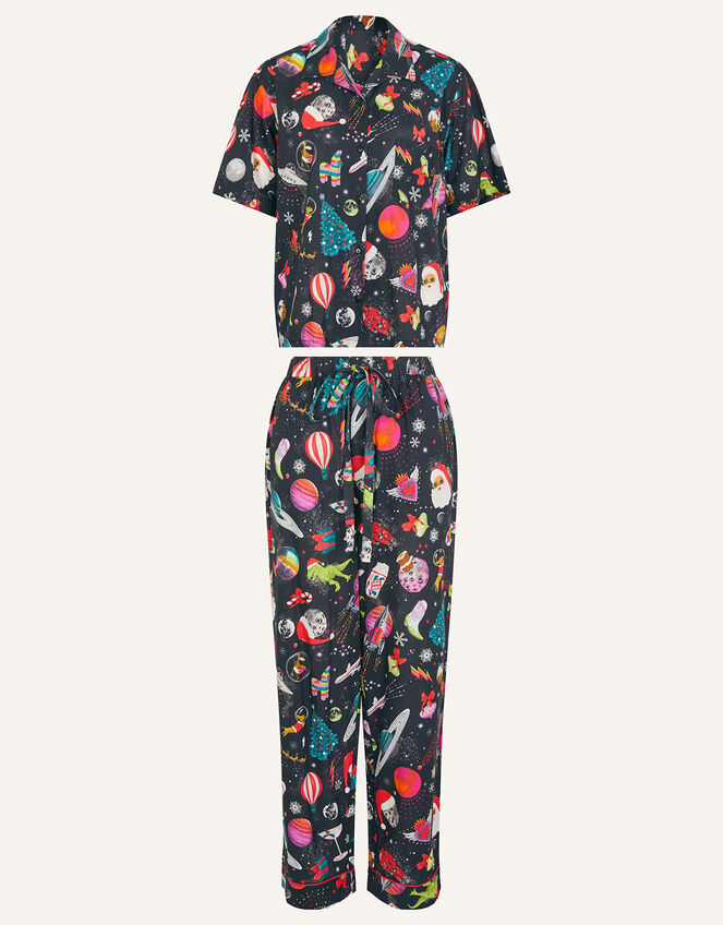 Christmas Space Print Pyjama Set, Black (BLACK), large