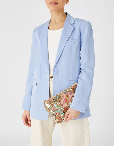 Floral Sequin Zip Bag, , large
