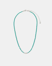 Sterling Silver-Plated Pearl Beaded Necklace, Green (GREEN), large