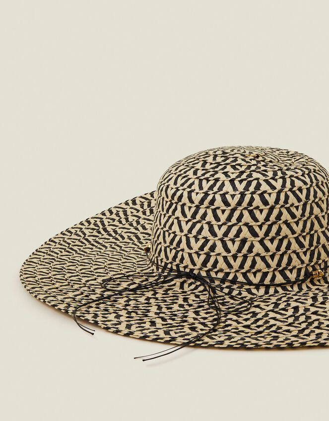 Two Tone Floppy Straw Hat, , large