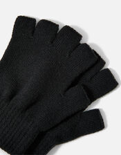 Plain Fingerless Gloves, Black (BLACK), large
