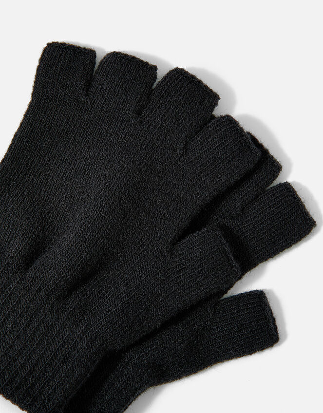 Plain Fingerless Gloves, Black (BLACK), large