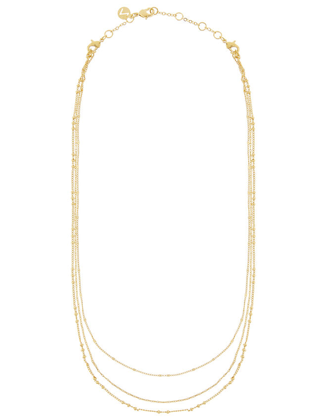 Gold-Plated Layered Chain Necklace, , large
