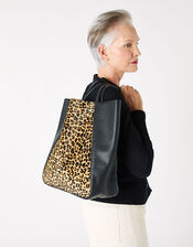Suki Leopard Leather Tote Bag, , large