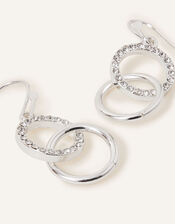 Linked Circles Short Drop Earrings, Silver (SILVER), large