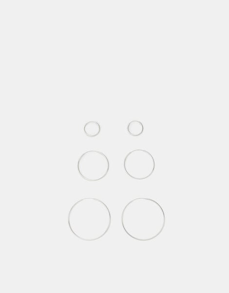 3-Pack Sterling Silver Hoop Earrings, , large