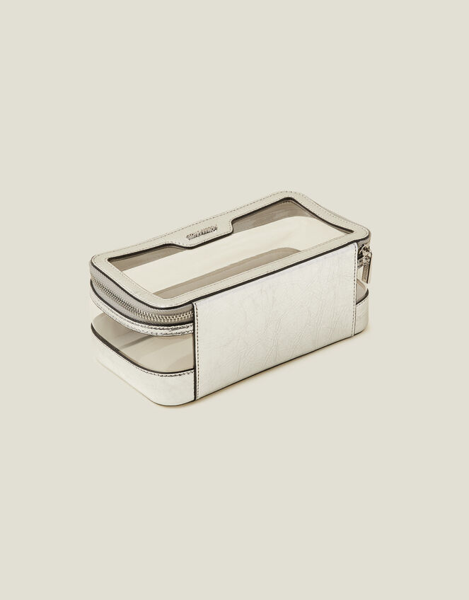 Clear Makeup Bag, Silver (SILVER), large