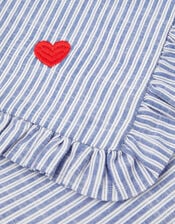 Embroidered Heart Stripe Cushion Cover, , large