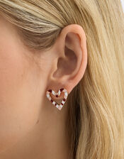 Candy Cane Heart Stud Earrings, , large