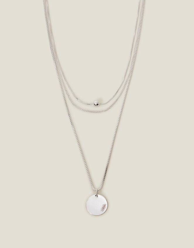 Disc Layered Pendant Necklace, , large