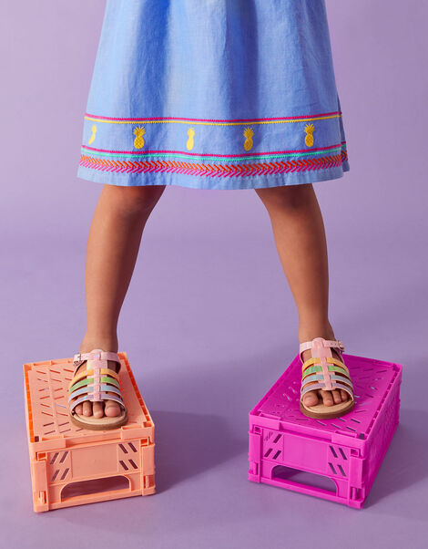 Girls Pastel Strap Gladiator Sandals, Multi (PASTEL-MULTI), large