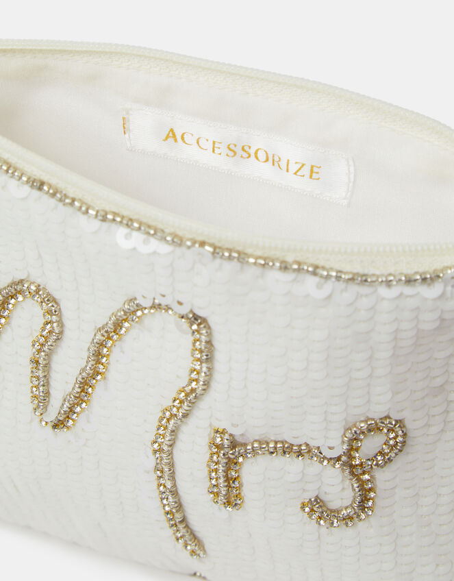 Mrs Sequin Bridal Pouch, , large