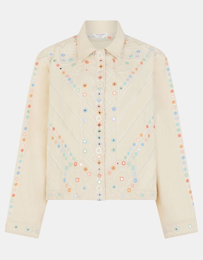 Mirror Embroidered Jacket, Natural (NATURAL), large