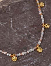 Gold-Plated Molten Charm Beaded Necklace, , large