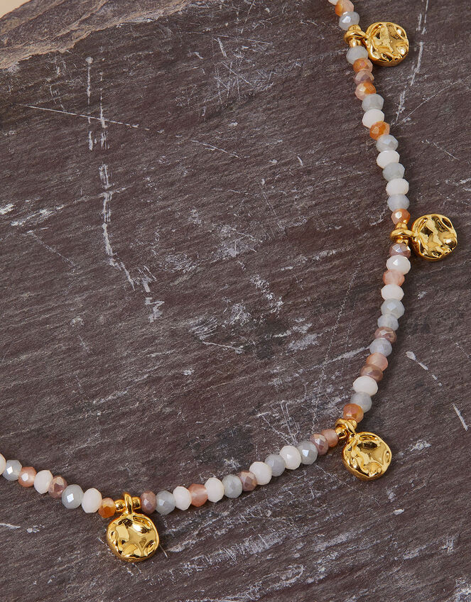 Gold-Plated Molten Charm Beaded Necklace, , large